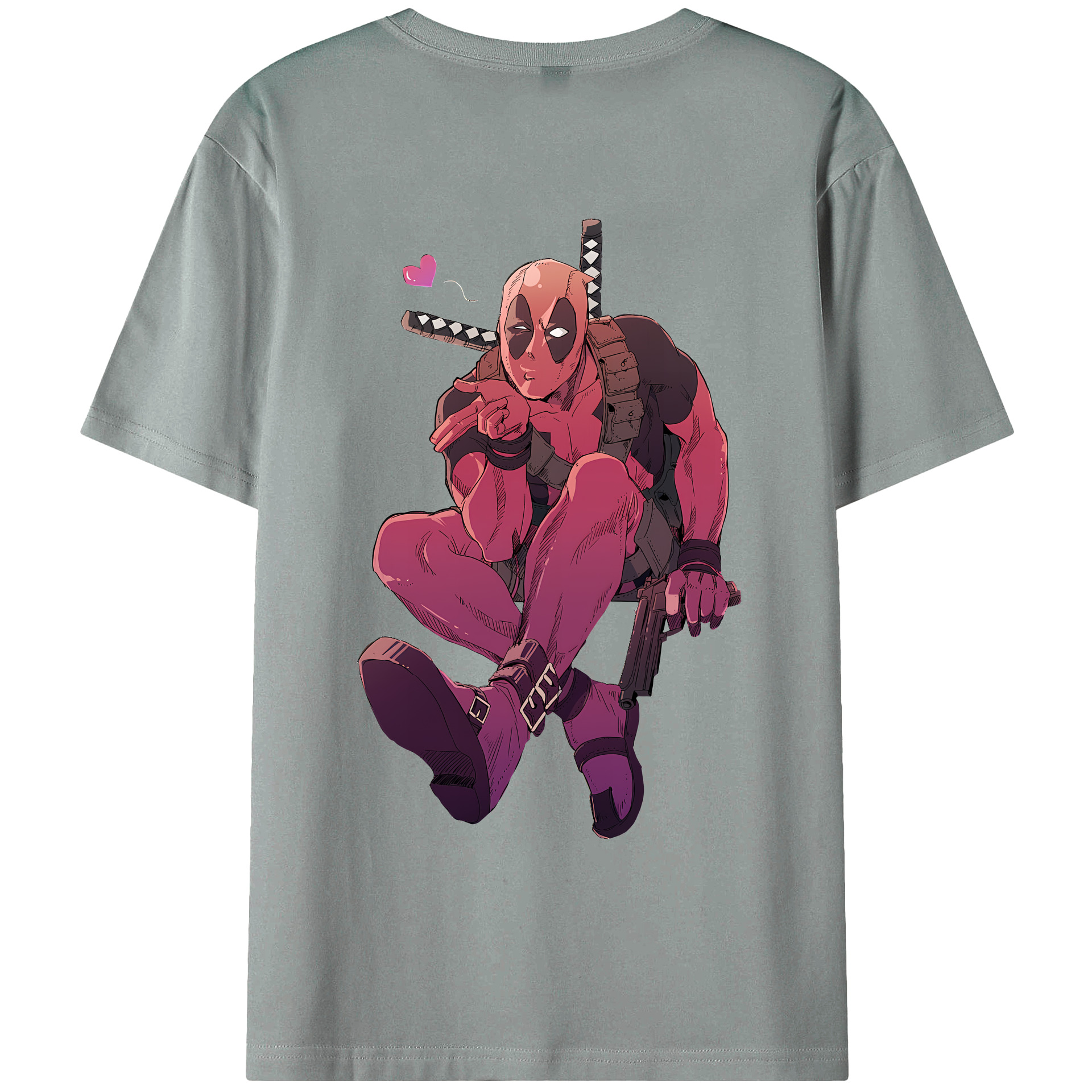 （画像用） Deadpool デッドプール 綿100％ メンズ半袖Tシャツ（バックプリント） 通気性